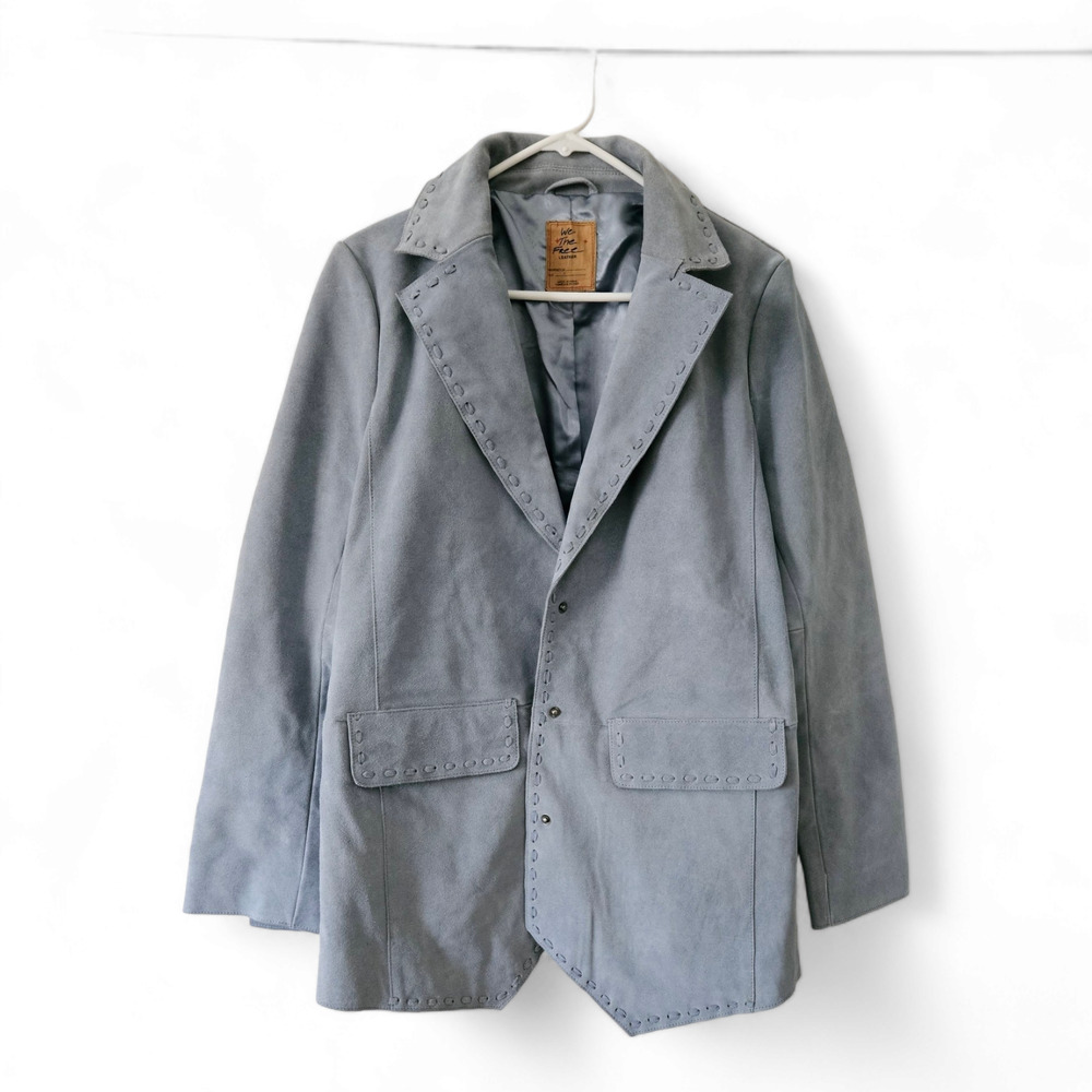 NWT We The Free FP SIZE SMALL High Tide Blue Gray Suede Lined Blazer Jacket